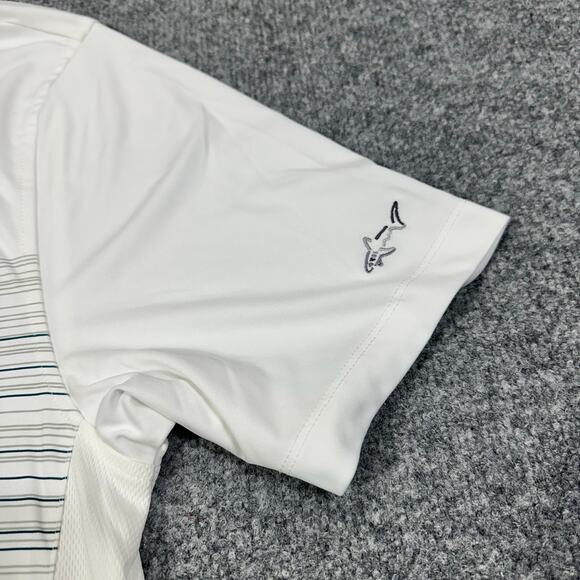 Greg Norman Tasso Elba PlayDry White Striped Quarter Zip Polo Shirt Size XL - Picture 3 of 7